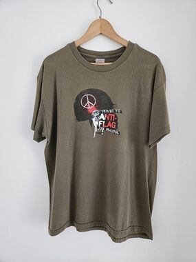 Vintage Anti Flag Shirt Mens Large Power To The Peaceful Punk Rock Band 2005